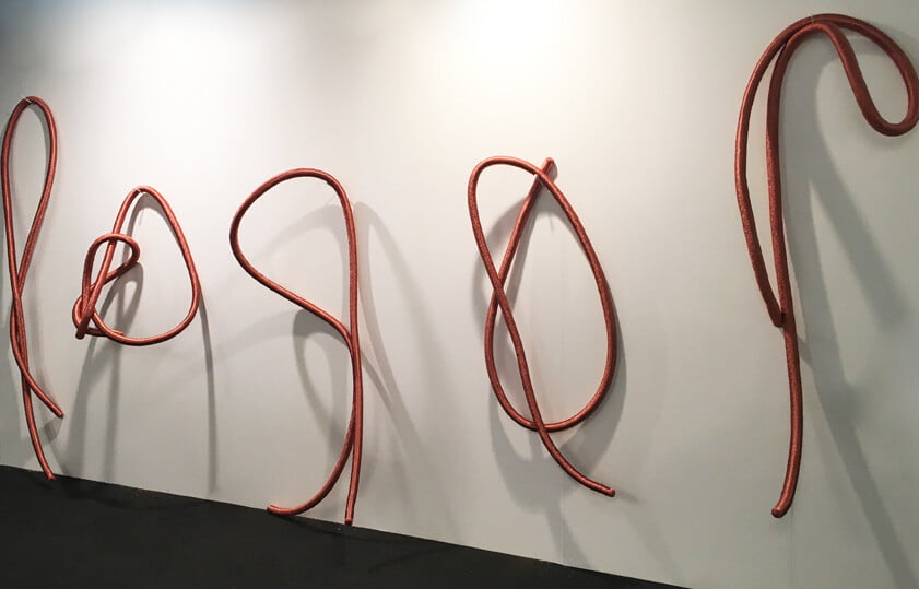 "Power Cables" power cables gathered and memorised ineco-friendly copper-coloured wire, varying dimensions, 2014